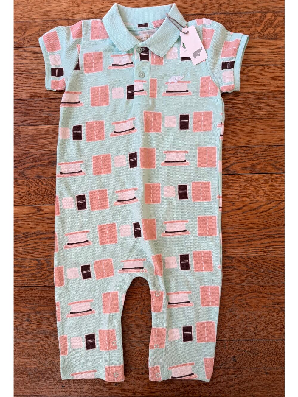 NWT Monica + Andy Boys' Smores Print Polo Romper Size 18-24m